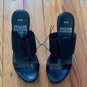 Italian Shoemakers Strappy Black Wedge Heel Sandals
